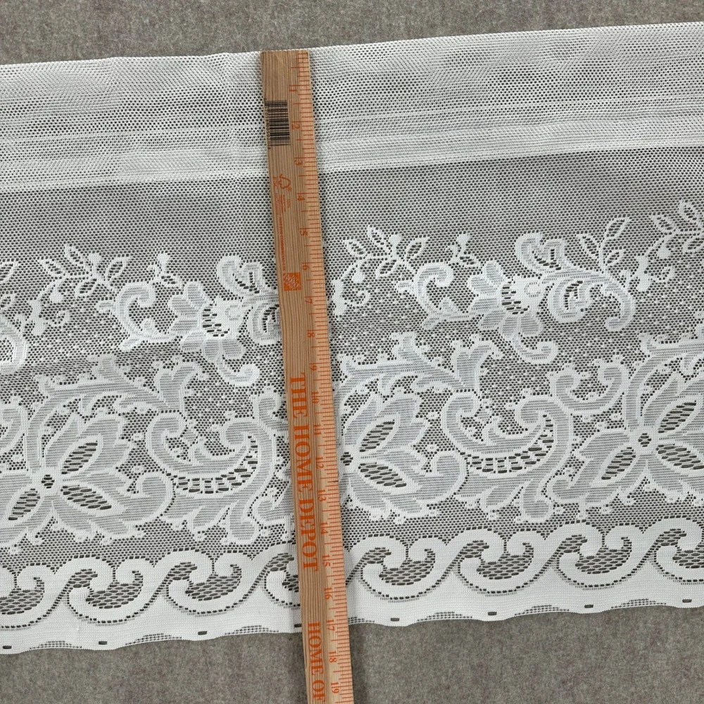 VTG White Floral Lace Window Valance Panel Sheer Curtain 58x17‎